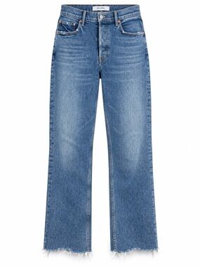 GRLFRND Classic Straight Raw Hem Light Wash Casual Minimalist Denim Jeans Sz 30